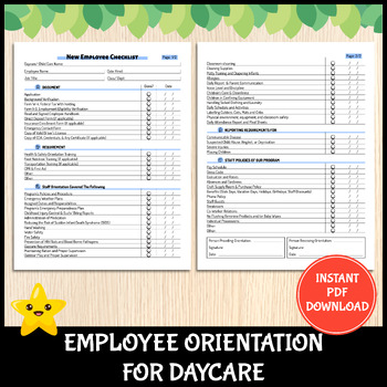Preview of Employee Orientation Form For Daycare | New Hire Document Checklist