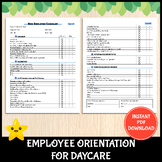 Employee Orientation Form For Daycare | New Hire Document 