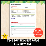 Employee Time Off Request Form For Daycare, Preschool, & C