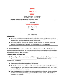 Preview of Employment Contract Full-Time Employees