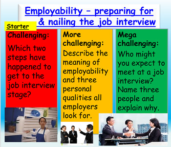 Preview of Job Interviews - Careers Lesson - Presentation and Worksheets