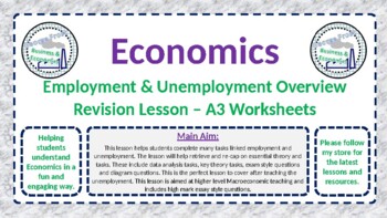 Preview of Employment & Unemployment Overview Revision Lesson - A3 Worksheets