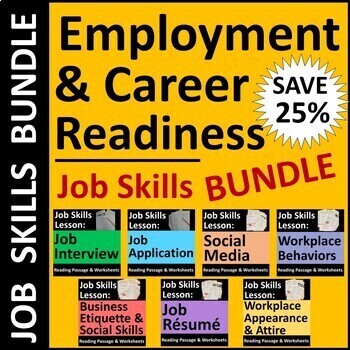 Preview of Employment and Career Readiness Job Skills Activities Bundle SAVE 25%