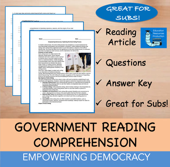 Preview of Empowering Democracy - Reading Comprehension Passage & Questions