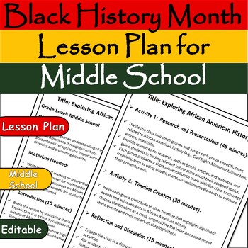 Preview of Empowering Minds: Middle School Black History Month Lesson Plan/ February BHM