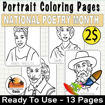Preview of Empowering Poets: Celebrating National Poetry Month with 13 Portrait Coloring