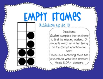 Empty Frames | K.OA.4 by Mrs Word Nerd | TPT