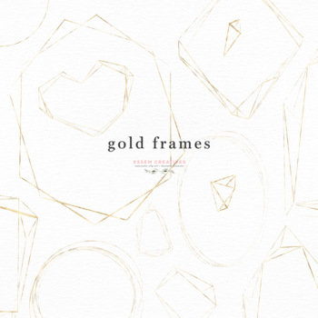 Preview of Empty Gold Geometric Frames and Shapes Clipart PNG for Labels Class Decor