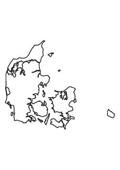 Empty Map of Denmark blank mute Map with outlines of neighboring Countries