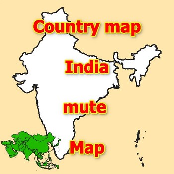 Preview of Empty Map of India blank mute Map with outlines of neighboring Countries