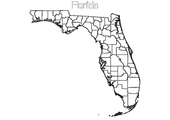 Preview of Empty Map of the Florida State Blank County Lines Activity maps