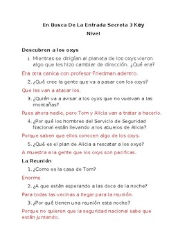 Preview of En Busca #3 Comprehension Questions & Key