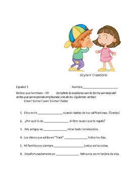 Preview of Spanish 1   ------      30 Questions for oral exam and Practice with  -ER verbs