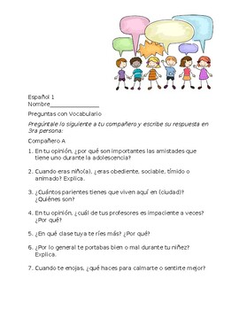 Preview of Spanish 2 Preguntas para Conversar -  Preterit & Imperfect