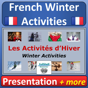 Preview of En Hiver French Winter Activities Vocabulary Presentation and Word Wall Cards