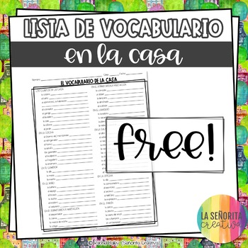 Preview of En La Casa House and Furniture Vocab List FREE
