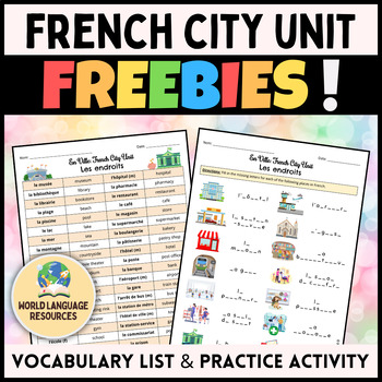 Preview of En Ville: French City Unit FREEBIES! - Les endroits, aller, à + l'article défini