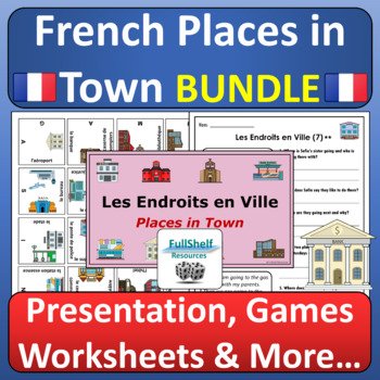 Preview of En Ville French Places in Town Unit La Communauté City Unit Activities BUNDLE