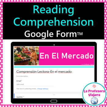 Preview of En el Mercado/ Shopping in Spanish READING COMPREHENSION-Google Form Sp/Eng