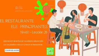 Preview of En el Restaurante / Clase de Español de Nivel Básico / Vocabulario / ELE /