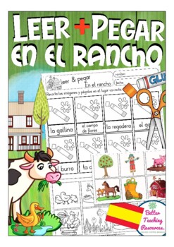 Preview of En el rancho / campo Cut & Glue (leer & pegar), Spanish farm vocabulary