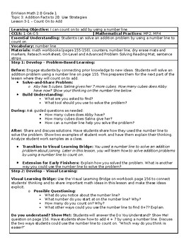 Preview of EnVision Math 2.0 1st Grade Topic 3 - Addition Facts to 20 Lesson Plans EDITABLE