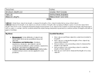 Preview of Editable EnVision Math 2.0 First Grade Topic 12