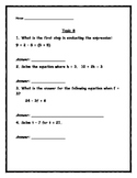 EnVision Math Topic 8 Review- Order of Operations, Express