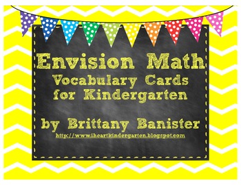 Preview of EnVision Math Vocabulary Cards for Kindergarten Chevron