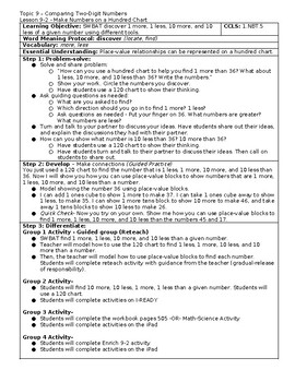 Preview of First Grade EnVision2.0 Math Lesson Plan Topic 9 Lesson 2 *Editable*