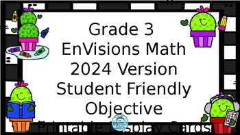 Preview of EnVisions Math Grade 3 Student Friendly Objective Printables 2024 Inspired