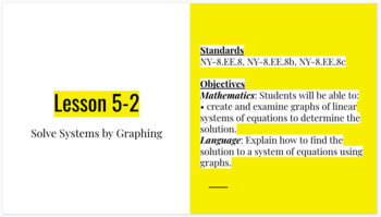 Preview of EnVisions - SAVVAS - Grade 8 - Unit 5: Solving Systems of Equations (Lesson 5-2)