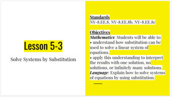 Preview of EnVisions - SAVVAS - Grade 8 - Unit 5: Solving Systems of Equations (Lesson 5-3)