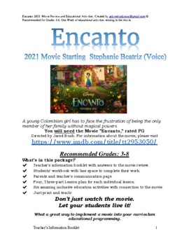 Preview of Encanto 2021. Movie Review and Educational Activities.