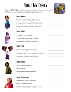 Preview of Encanto "About My Family" Worksheet