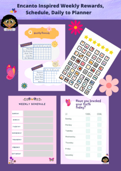Preview of Encanto Inspired Weekly Rewards, Schedule, Daily to Planner/Special needs/Autism