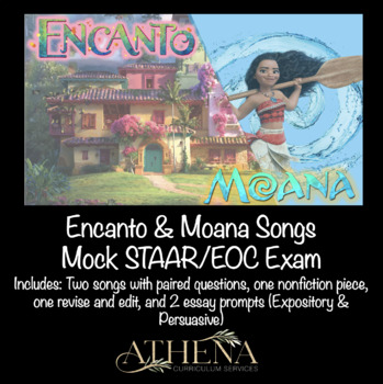 Preview of Encanto & Moana Mock STAAR 2.0 EOC w/ Google Form (all 3 essay types included)