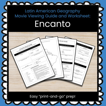 Preview of Encanto Movie Viewing Guide & Worksheet (Latin American Culture and Geography)