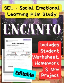 Preview of Encanto SEL Movie Guide Worksheet, Journaling, HW & Mini-Project for MS ELA