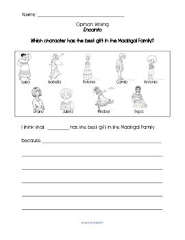 Encanto Writing Worksheet (with Sentence Starter) by Kyleigh Conroy