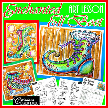 Preview of Christmas activity : Enchanted Elf Boot - Art Lesson Plan