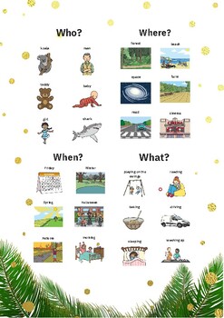 Preview of Enchanted Explorations | Who, What, Where and when Display cards Booklet