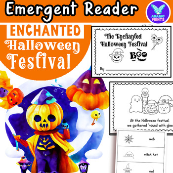 Preview of Enchanted Halloween Festival Emergent Reader Kindergarten ELA Activities NO PREP