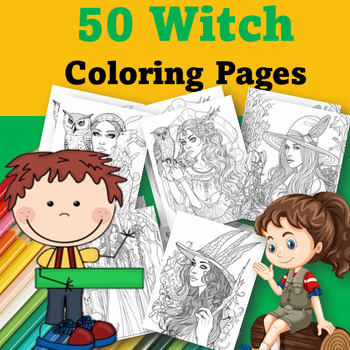 Enchanting Fun: 50 Witch Animal Coloring Pages for Kids | TPT