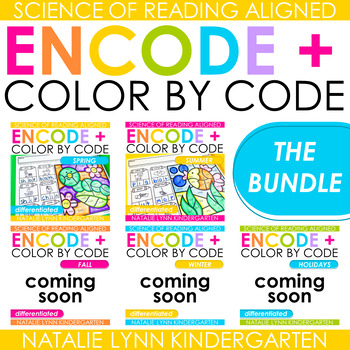 Preview of Encode and Color by Code Phonics Worksheets BUNDLE Science of Reading Centers