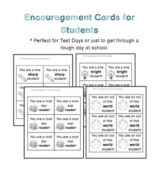Preview of Encouragement Cards for Students - for Test Days or Motivation