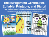 Encouragement Certificates - Editable, Printable, and Digital