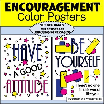 Preview of Encouragement Color Posters | Positivity Classroom Decor