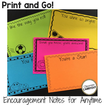 Preview of Encouragement Notes for Anytime~Black and White~Print and Go!