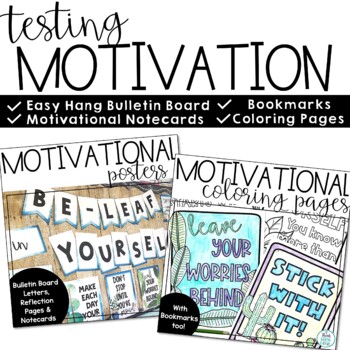 Preview of Testing Motivation Coloring Pages Bulletin Board Posters Cards for Encouragement